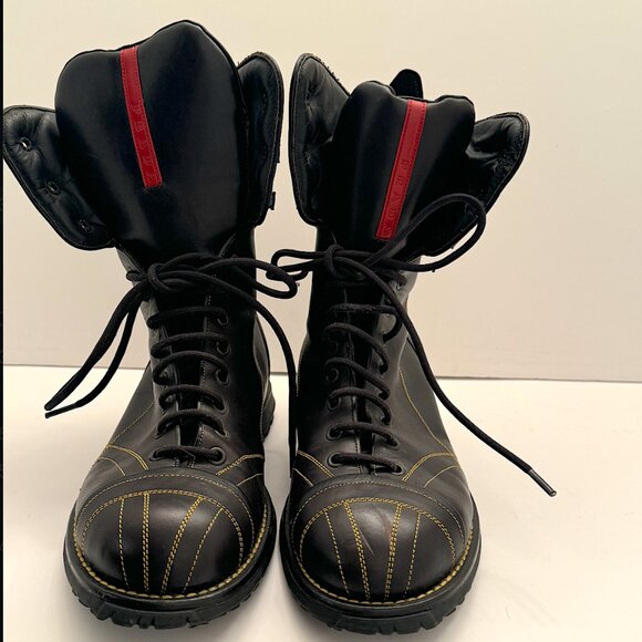 Prada Shoes - Prada black sports moto leather boots never worn  perfect condion amazing boots!